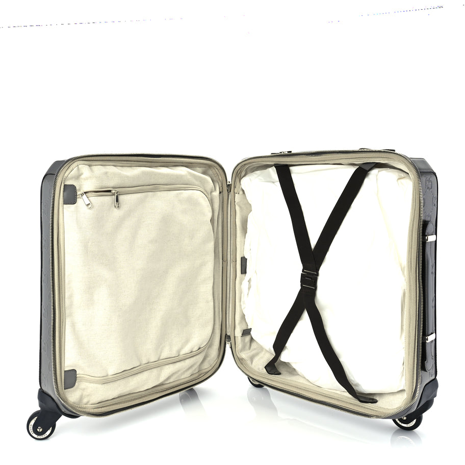 Gucci Monogram Jumbo GG Textured Dollar Calfskin Small Carry On Trolley Grey Image 4