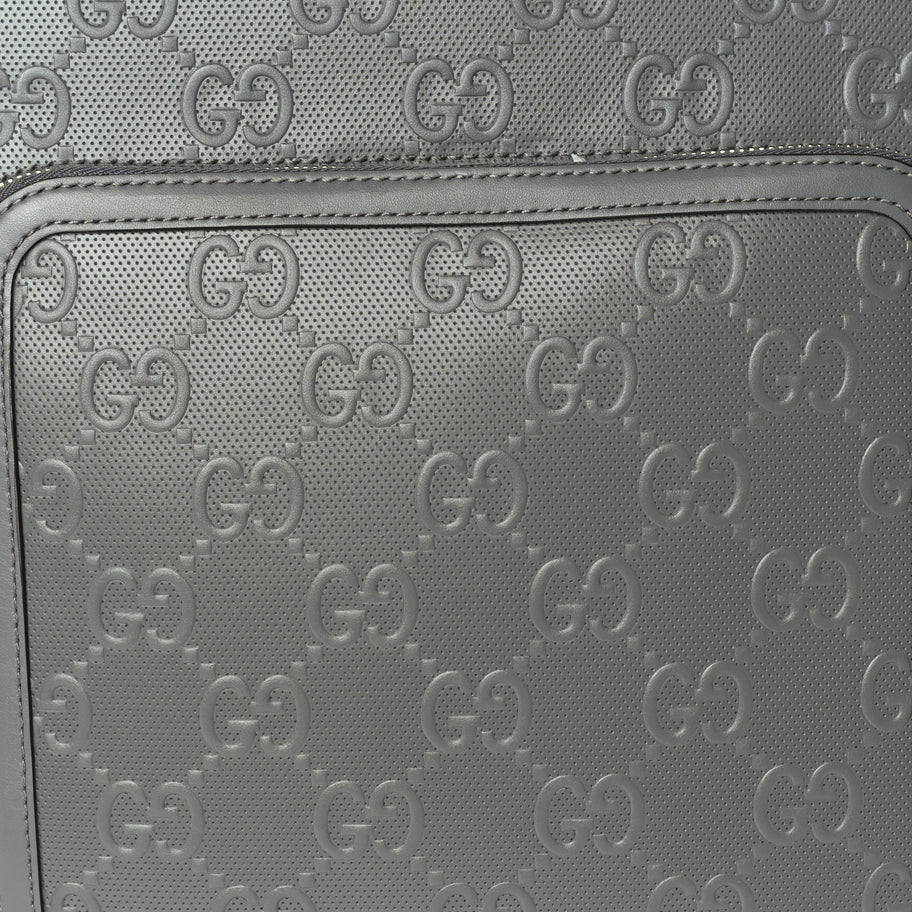 Gucci Monogram Jumbo GG Textured Dollar Calfskin Small Carry On Trolley Grey Image 6