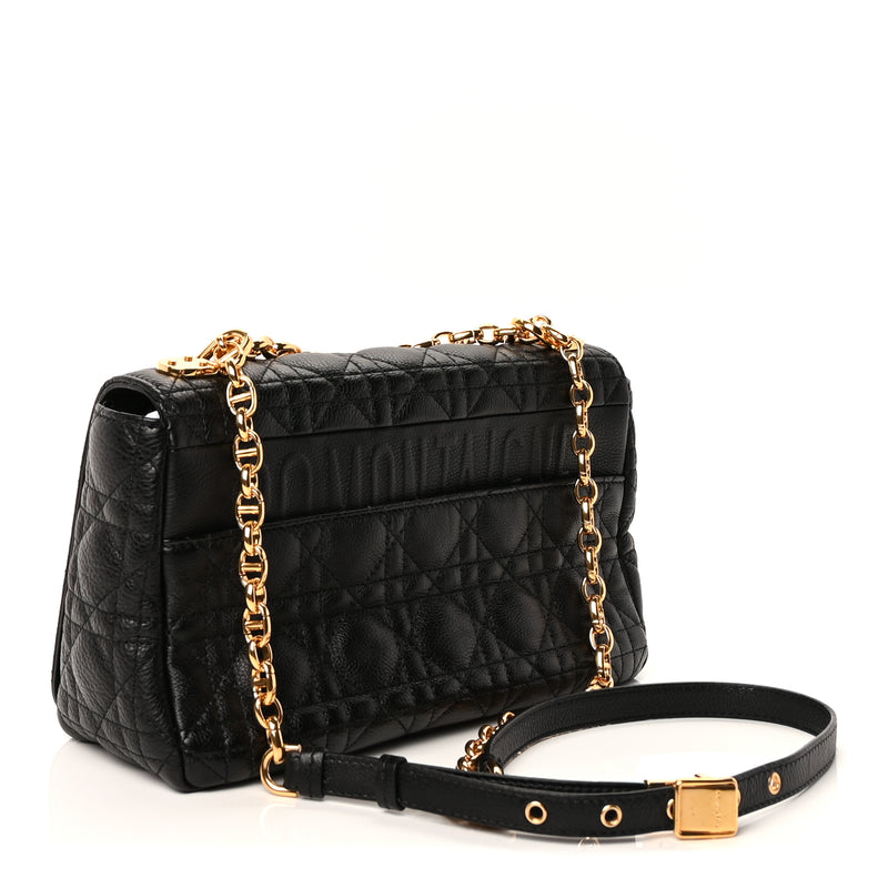  Christian Dior Calfskin Cannage Medium Caro Bag  Black