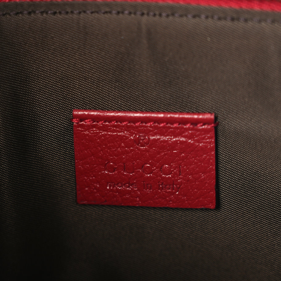 Gucci GG Supreme Monogram Tian Large Zip Pouch Beige Multicolor Red Image 6