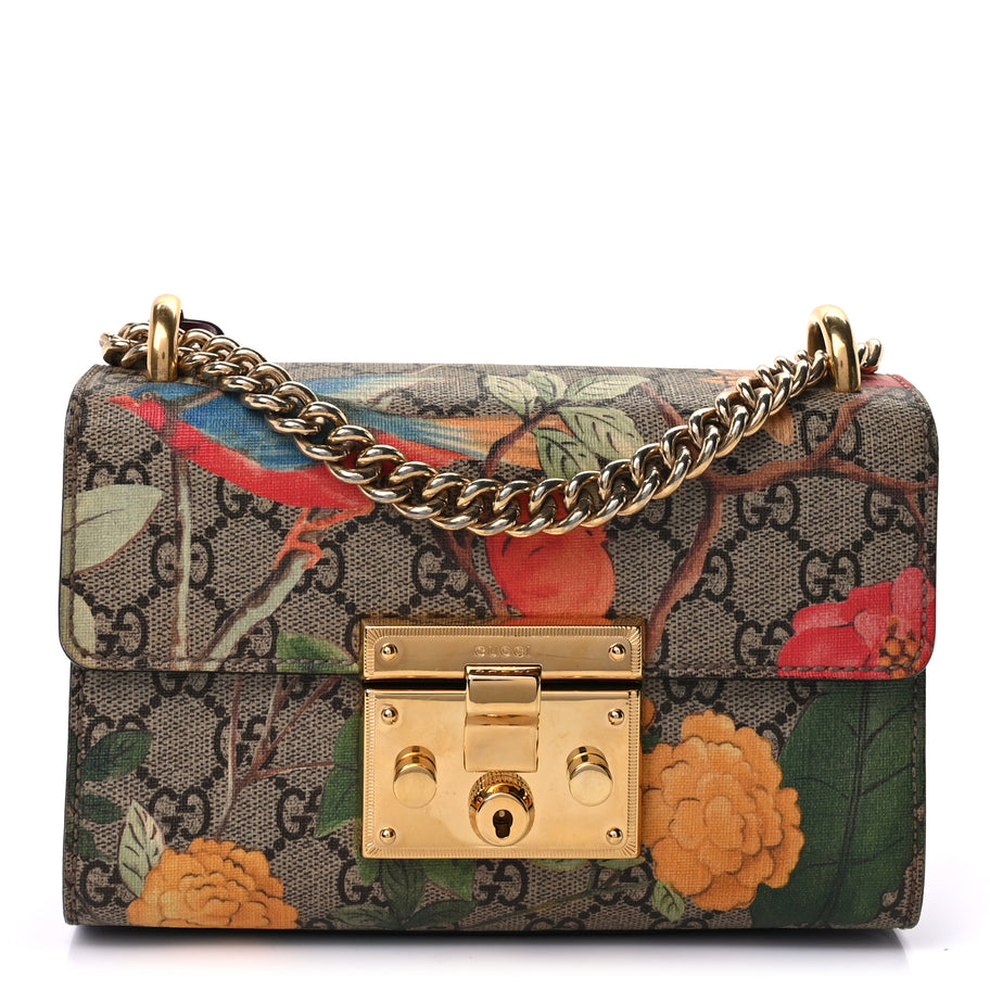 Gucci GG Supreme Monogram Tian Small Padlock Shoulder Bag Beige Multicolor New Acero Multicolour Image 1
