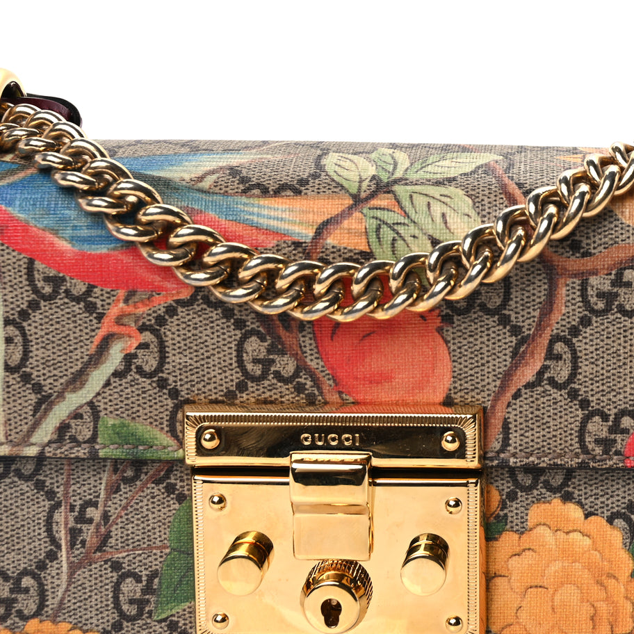 Gucci GG Supreme Monogram Tian Small Padlock Shoulder Bag Beige Multicolor New Acero Multicolour Image 6