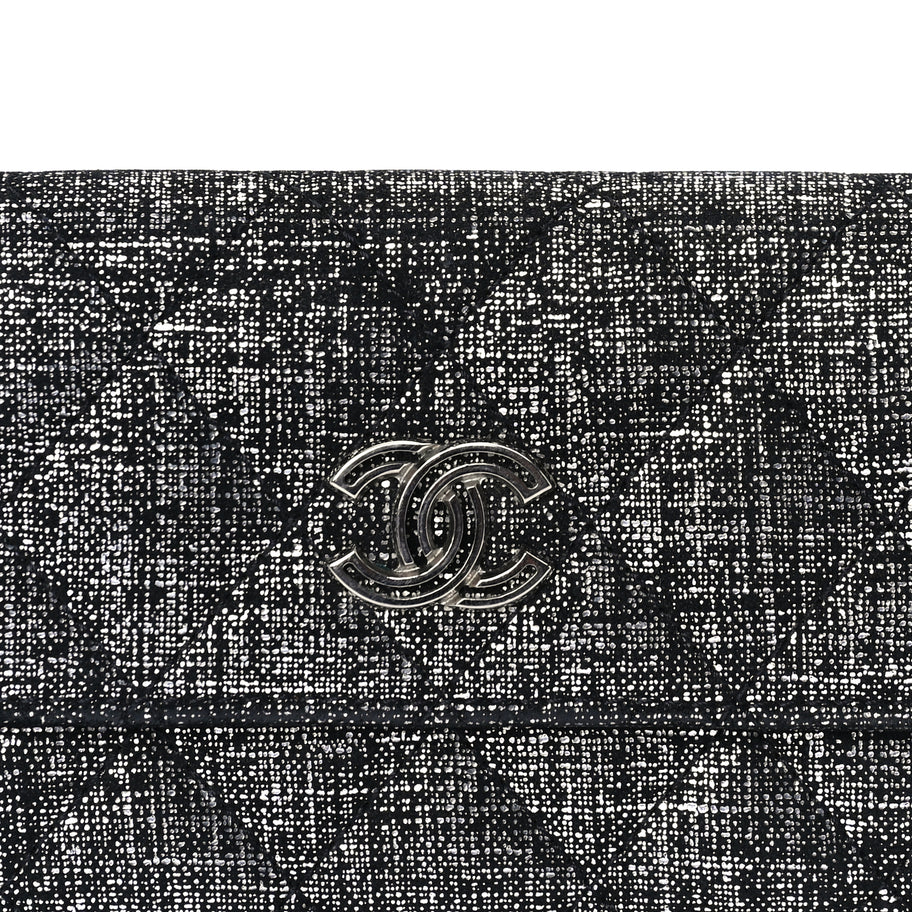 Chanel Glittered Calfskin Quilted Flap Card Holder Dark Grey Image 2