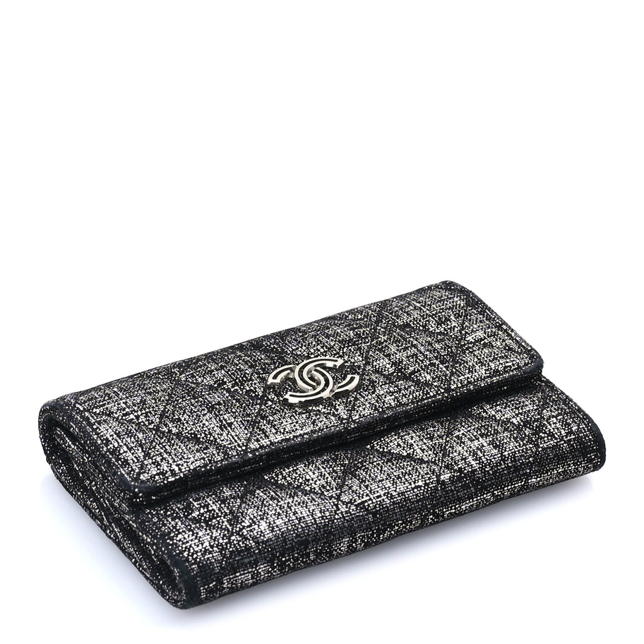 Chanel Glittered Calfskin Quilted Flap Card Holder Dark Grey Image 5