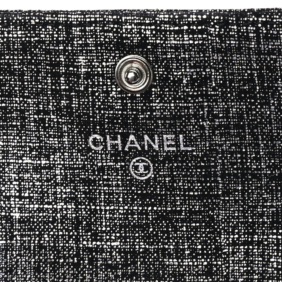 Chanel Glittered Calfskin Quilted Flap Card Holder Dark Grey Image 6