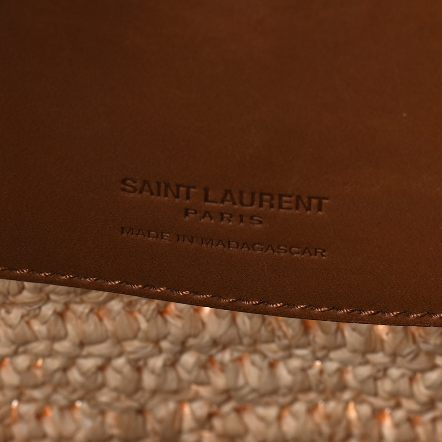 Saint Laurent Raffia Vegetable Tanned Calfskin Le 37 Bucket Bag Natural Brick Image 6
