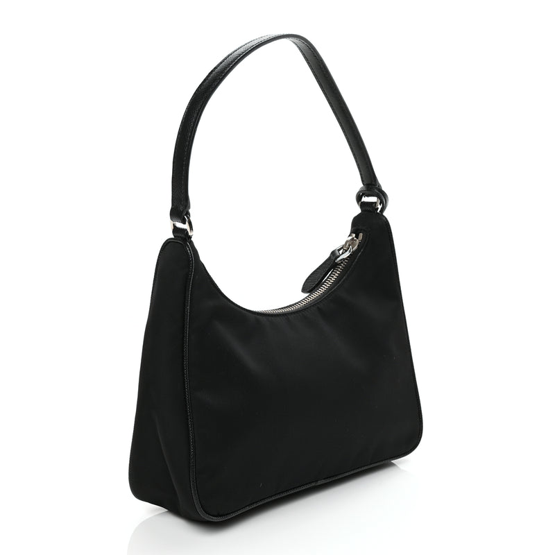  Prada Tessuto Nylon Saffiano Mini Re-Edition 2005 Bag Black