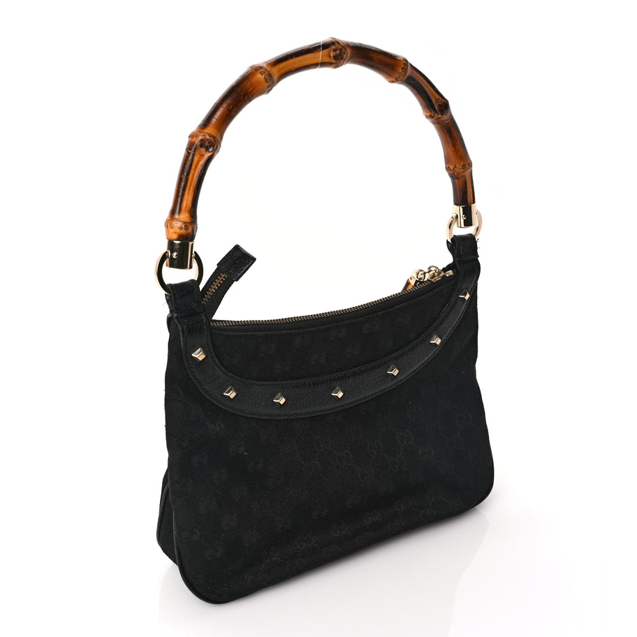 Gucci Monogram Anita Bamboo Top Handle Bag Black Image 2