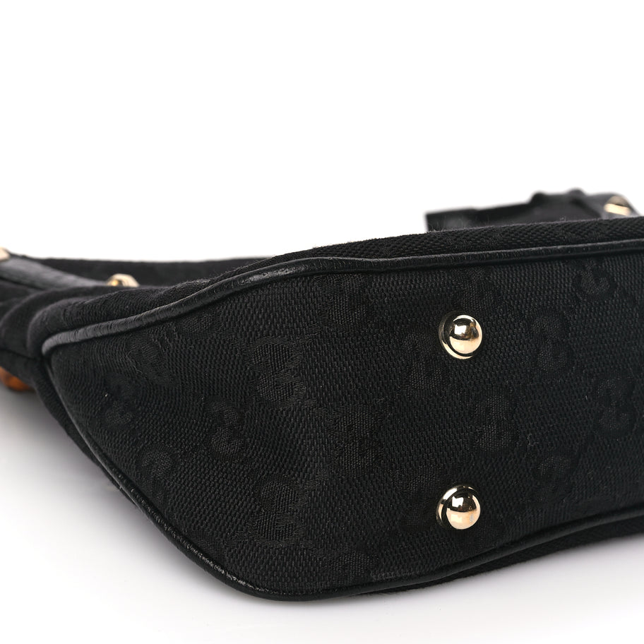 Gucci Monogram Anita Bamboo Top Handle Bag Black Image 8