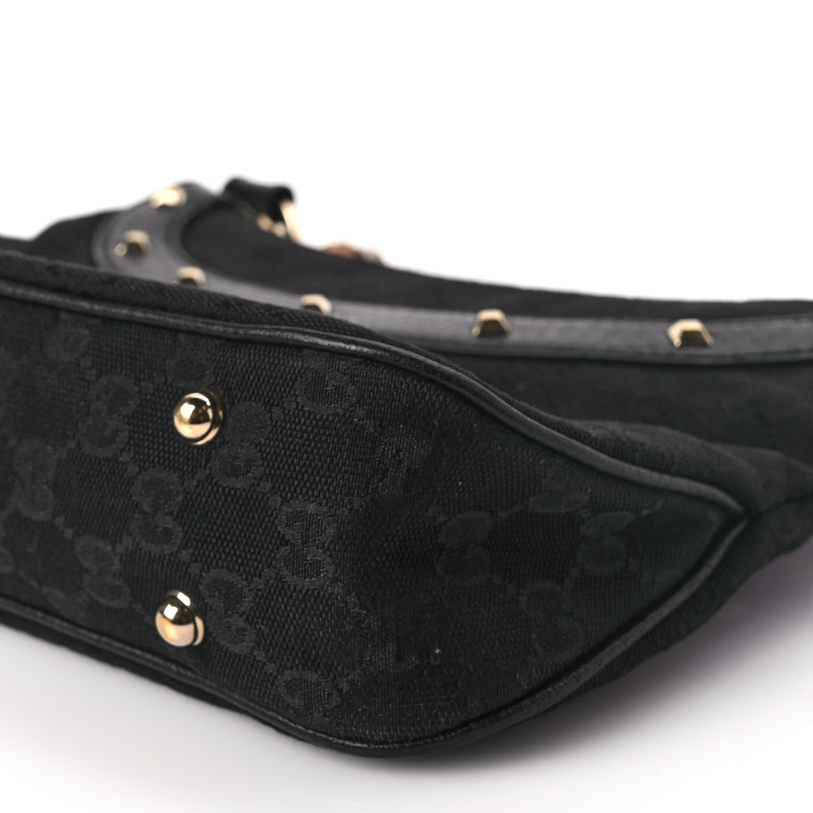 Gucci Monogram Anita Bamboo Top Handle Bag Black Image 9