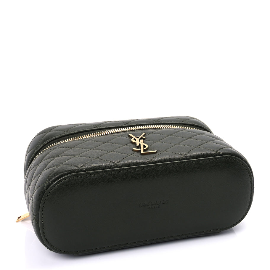 Saint Laurent Lambskin Quilted Gaby Vanity Bag  Olive Wood Image 3