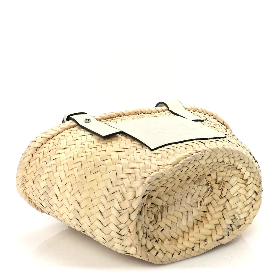 Loewe Raffia Small Basket Tote Bag  Natural White Image 3