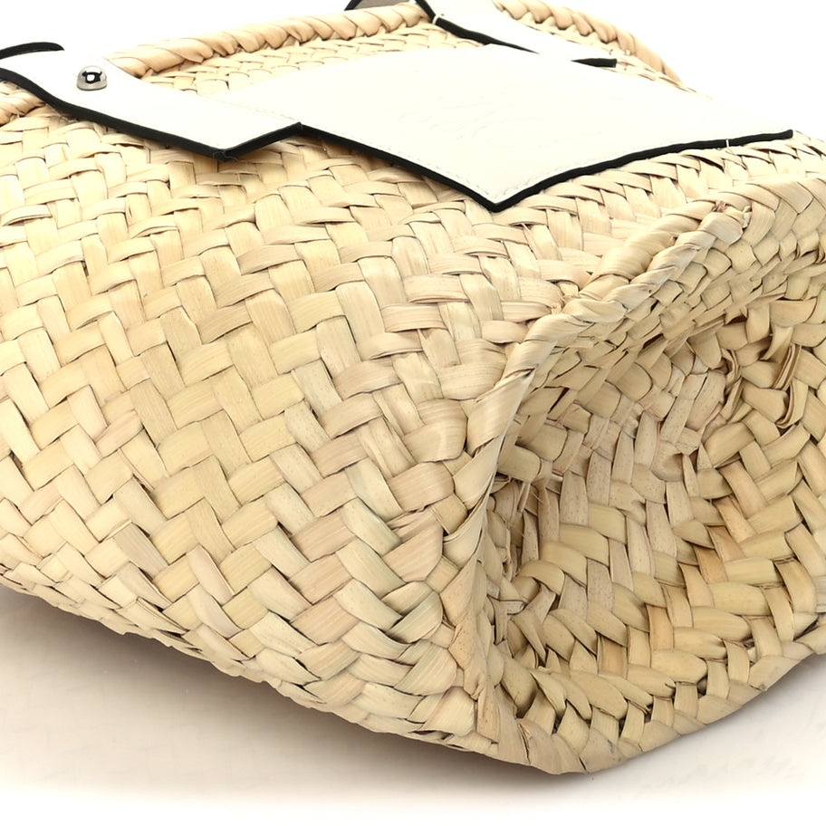 Loewe Raffia Small Basket Tote Bag  Natural White Image 7