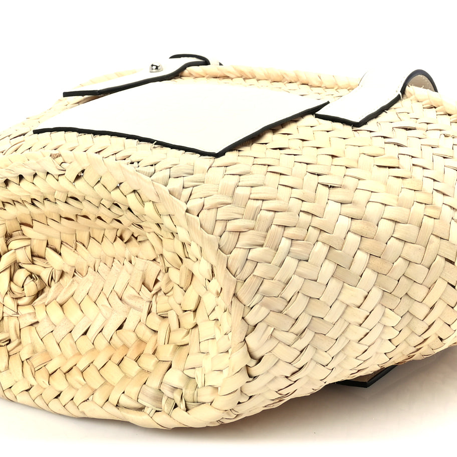 Loewe Raffia Small Basket Tote Bag  Natural White Image 8
