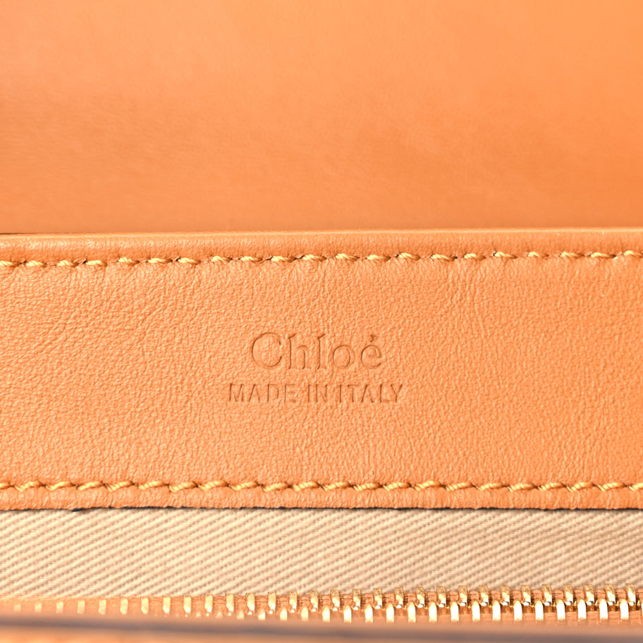 Chloe Calfskin Crocodile Embossed Small C Double Carry Autumnal Brown Image 5