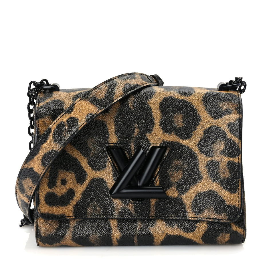 Louis Vuitton Calfskin Wild Animal Print Twist Shoulder Bag MM Marron Image 1
