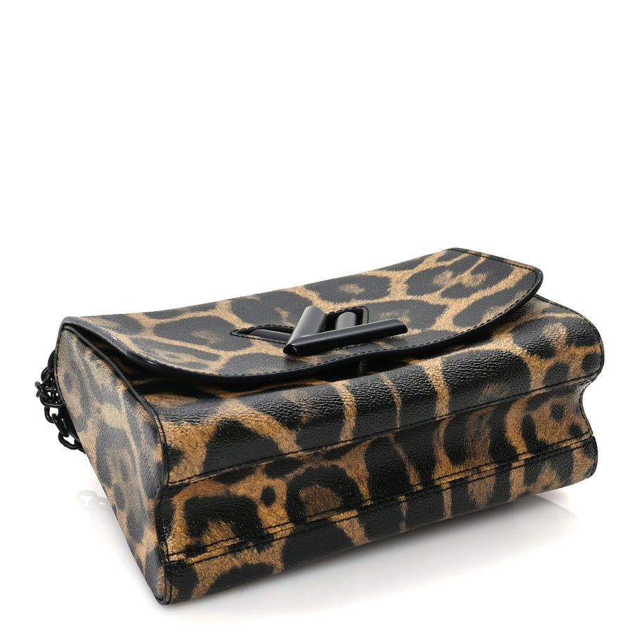 Louis Vuitton Calfskin Wild Animal Print Twist Shoulder Bag MM Marron Image 3