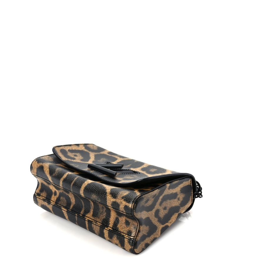 Louis Vuitton Calfskin Wild Animal Print Twist Shoulder Bag MM Marron Image 8