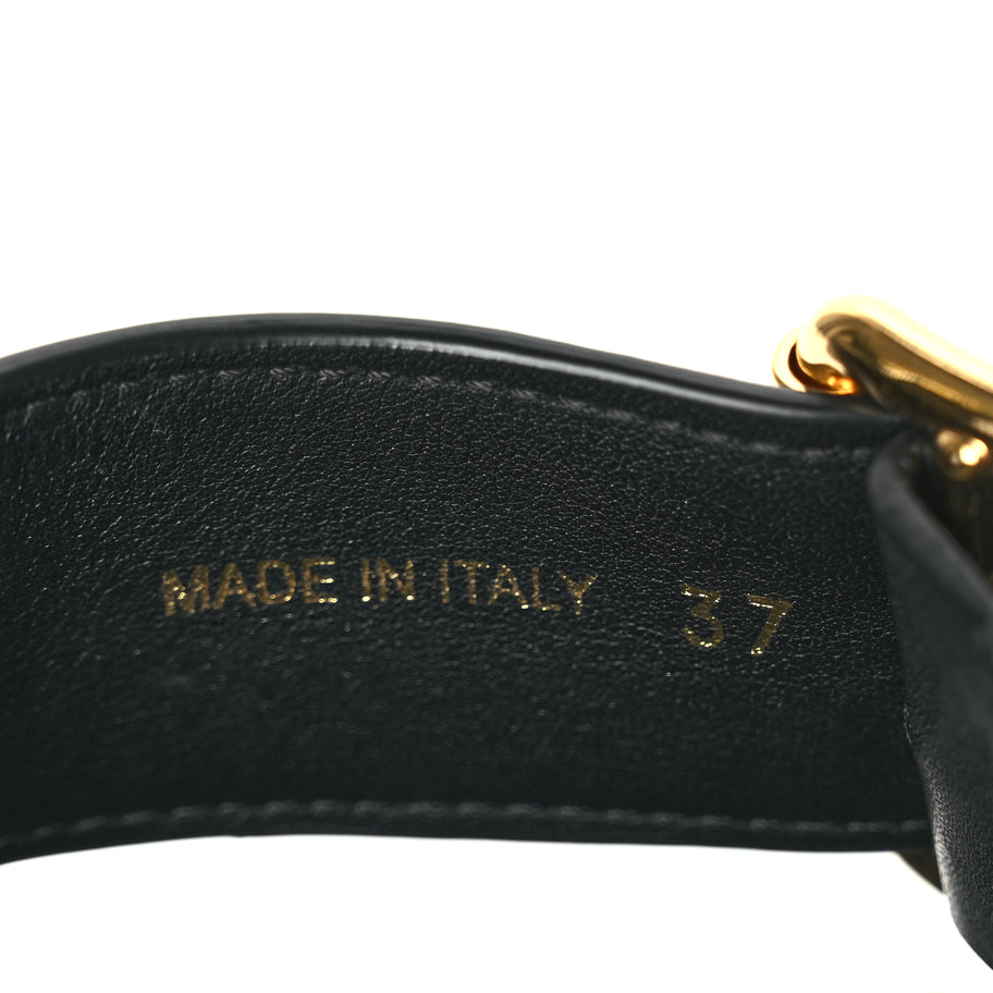 Prada Vitello Sport Metal Triangle Logo Womens Double Buckle 20mm Slide Sandals Black Image 8