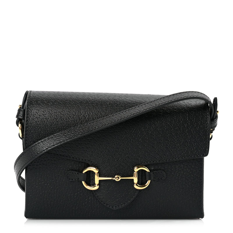  Gucci Calfskin Horsebit 1955 Shoulder Bag Black