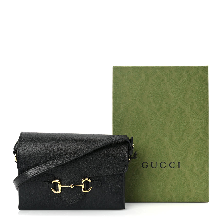 Gucci Calfskin Horsebit 1955 Shoulder Bag Black Image 10