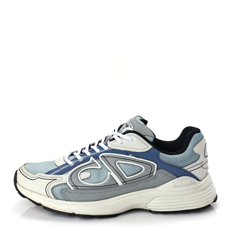  Christian Dior Technical Mesh Calfskin Mens B30 Sneakers 43 White Blue