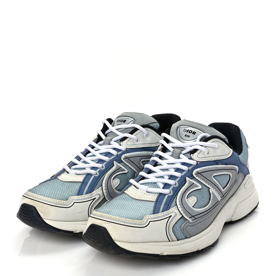 Christian Dior Technical Mesh Calfskin Mens B30 Sneakers 43 White Blue Image 2