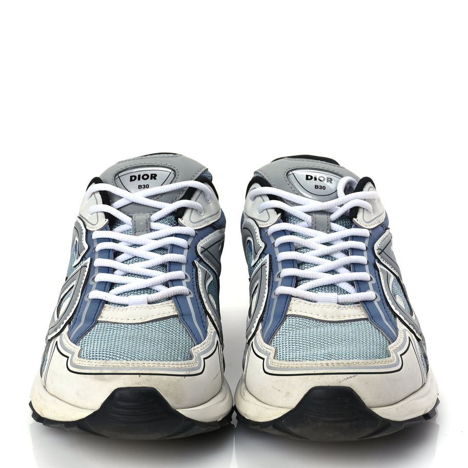 Christian Dior Technical Mesh Calfskin Mens B30 Sneakers 43 White Blue Image 4
