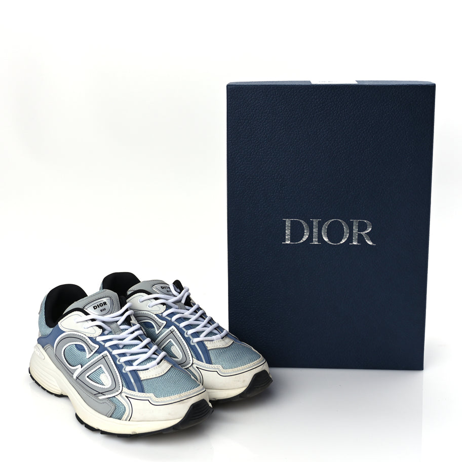 Christian Dior Technical Mesh Calfskin Mens B30 Sneakers 43 White Blue Image 9