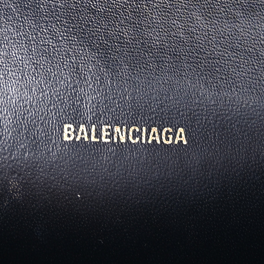 Balenciaga Shiny Calfskin Crocodile Embossed Hourglass Top Handle Bag XS  Black Image 5