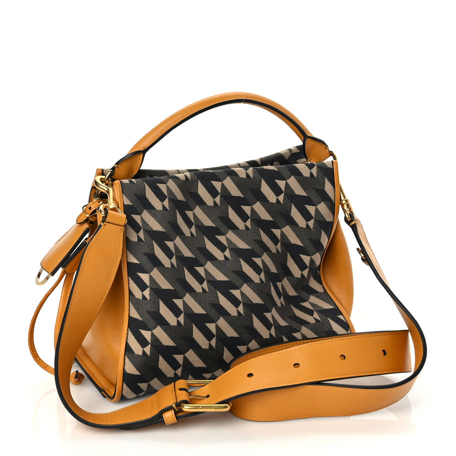 Mulberry Calfskin Canvas Print Small Iris Tote  Deep Amber Image 2