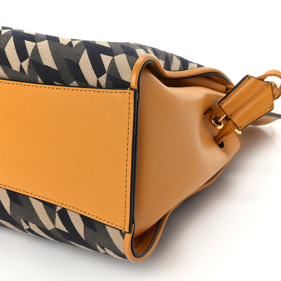 Mulberry Calfskin Canvas Print Small Iris Tote  Deep Amber Image 8