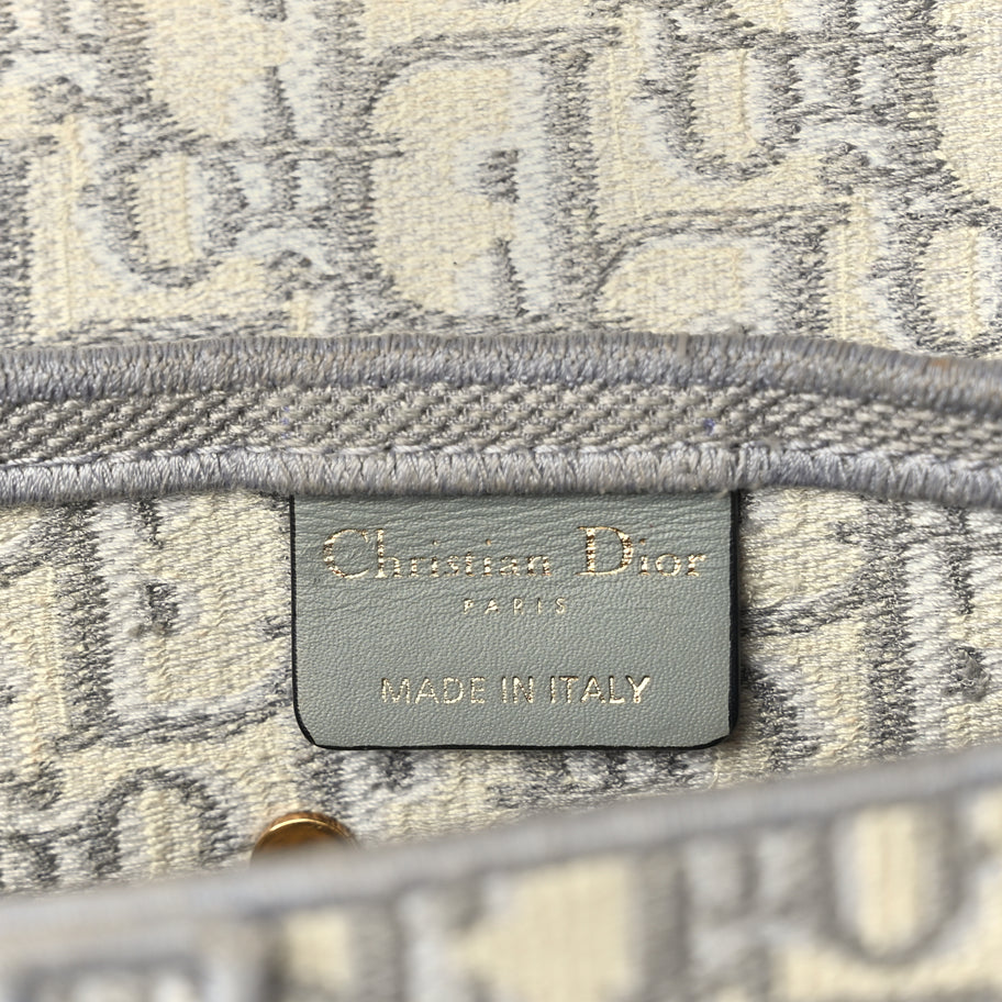 Christian Dior Oblique Embroidered Saddle Bag Grey Image 5