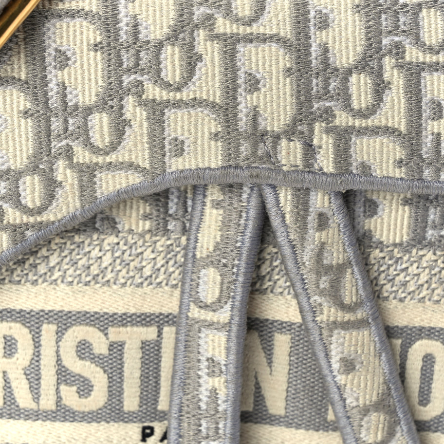 Christian Dior Oblique Embroidered Saddle Bag Grey Image 6