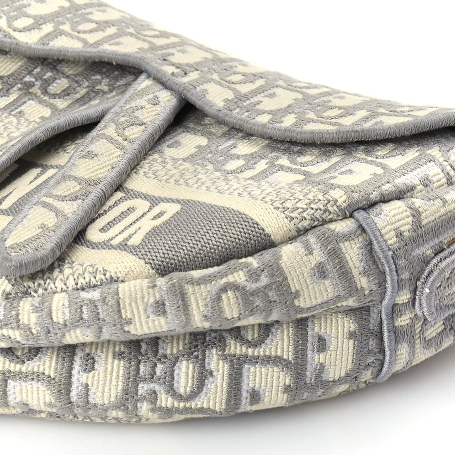Christian Dior Oblique Embroidered Saddle Bag Grey Image 8