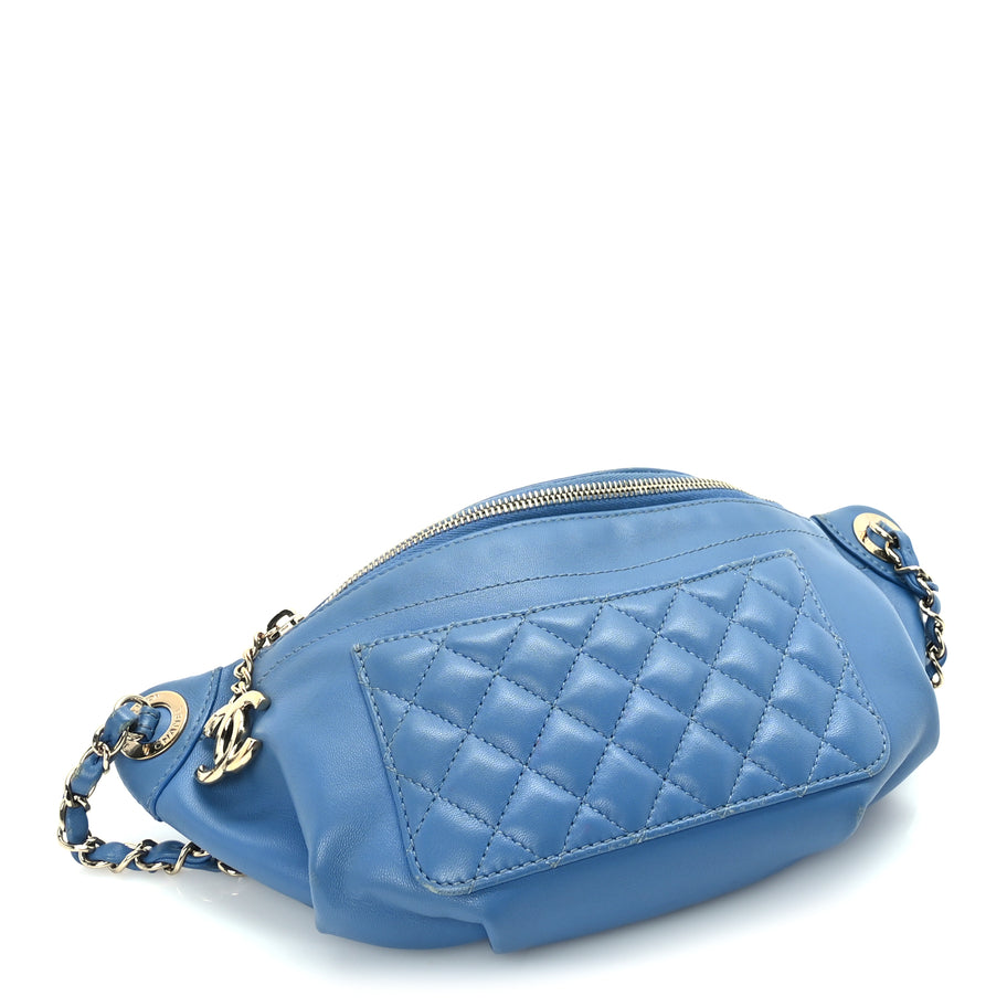 Chanel Lambskin Quilted Bi Waist Bag Pack  Blue Image 3
