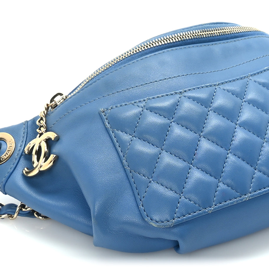 Chanel Lambskin Quilted Bi Waist Bag Pack  Blue Image 8