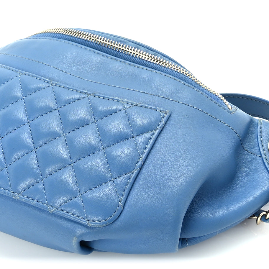 Chanel Lambskin Quilted Bi Waist Bag Pack  Blue Image 9