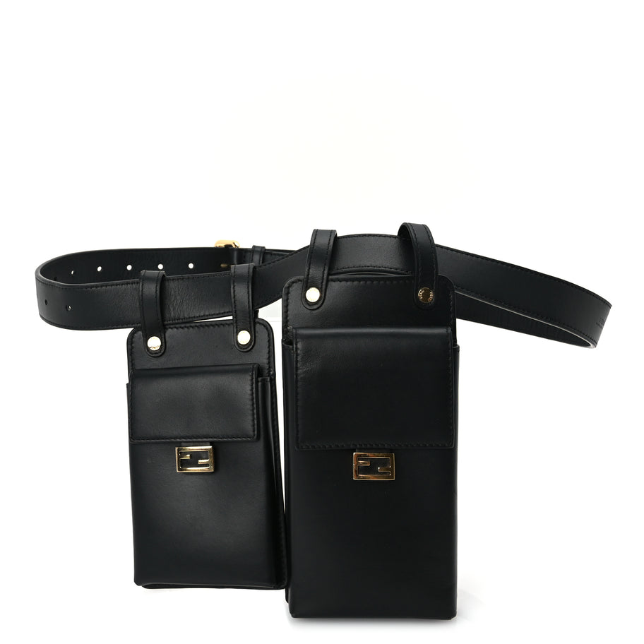 Fendi Calfskin Multi Pocket Belt  Black Image 1