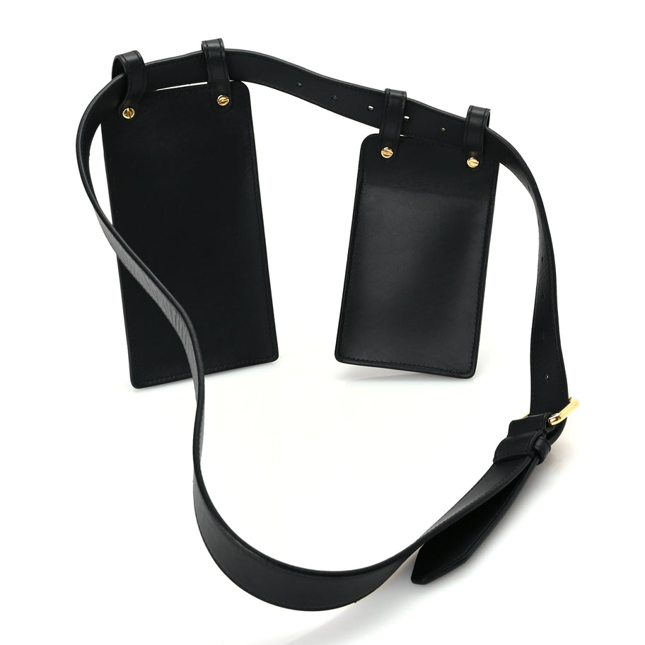 Fendi Calfskin Multi Pocket Belt  Black Image 2