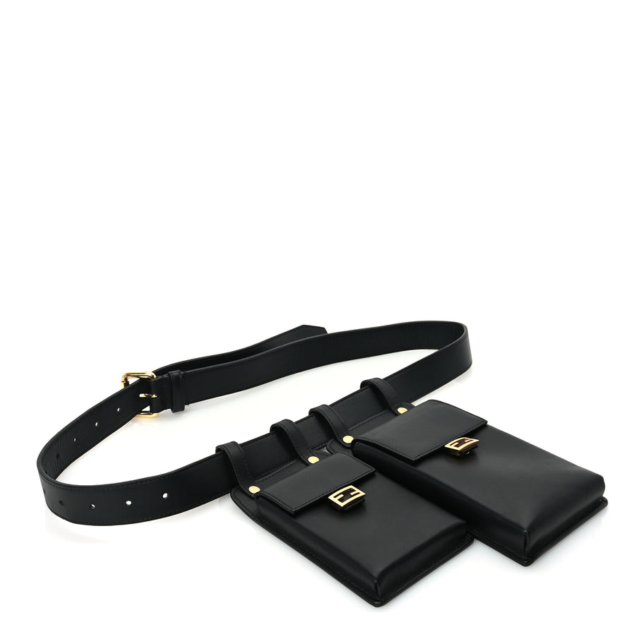 Fendi Calfskin Multi Pocket Belt  Black Image 3