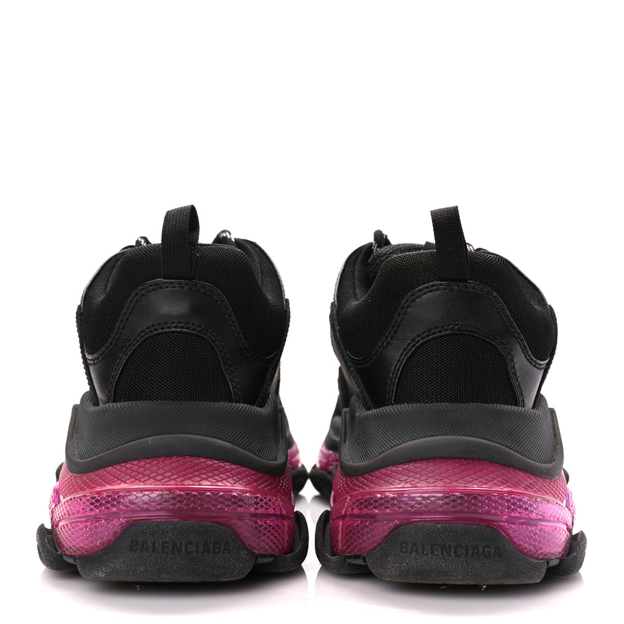 Balenciaga Fabric Mesh Clear Sole Mens Triple S Sneakers  Black Pink Neon Image 6