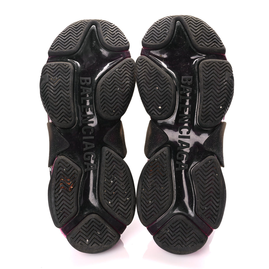 Balenciaga Fabric Mesh Clear Sole Mens Triple S Sneakers  Black Pink Neon Image 7