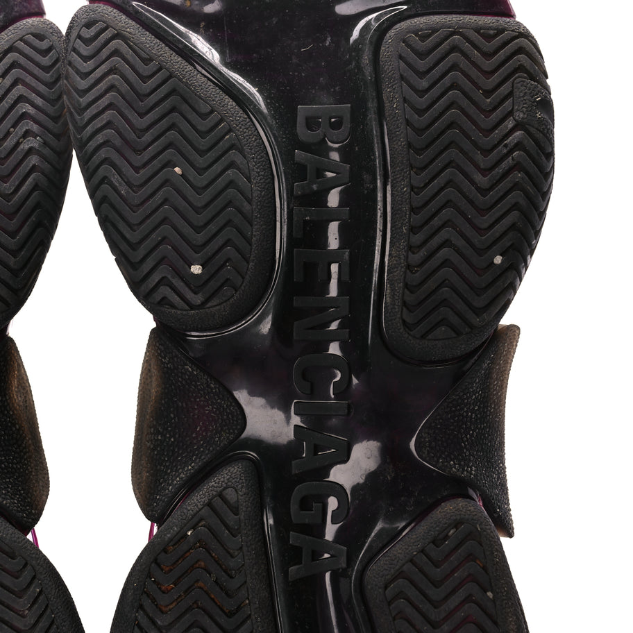 Balenciaga Fabric Mesh Clear Sole Mens Triple S Sneakers  Black Pink Neon Image 8