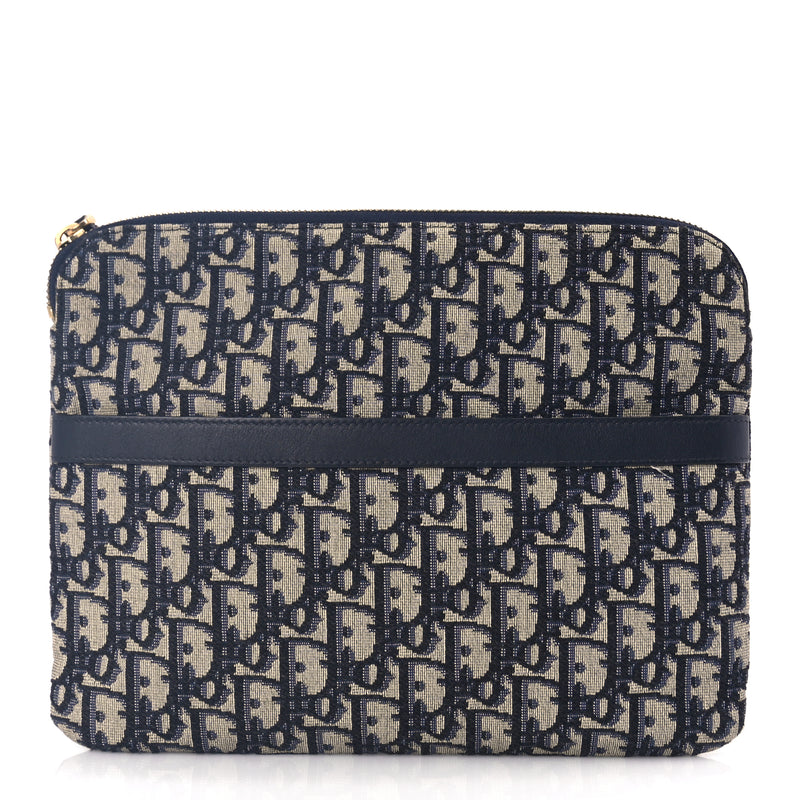  Christian Dior Oblique Travel Pouch Navy Blue