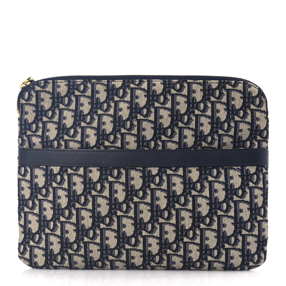Christian Dior Oblique Travel Pouch Navy Blue Image 1