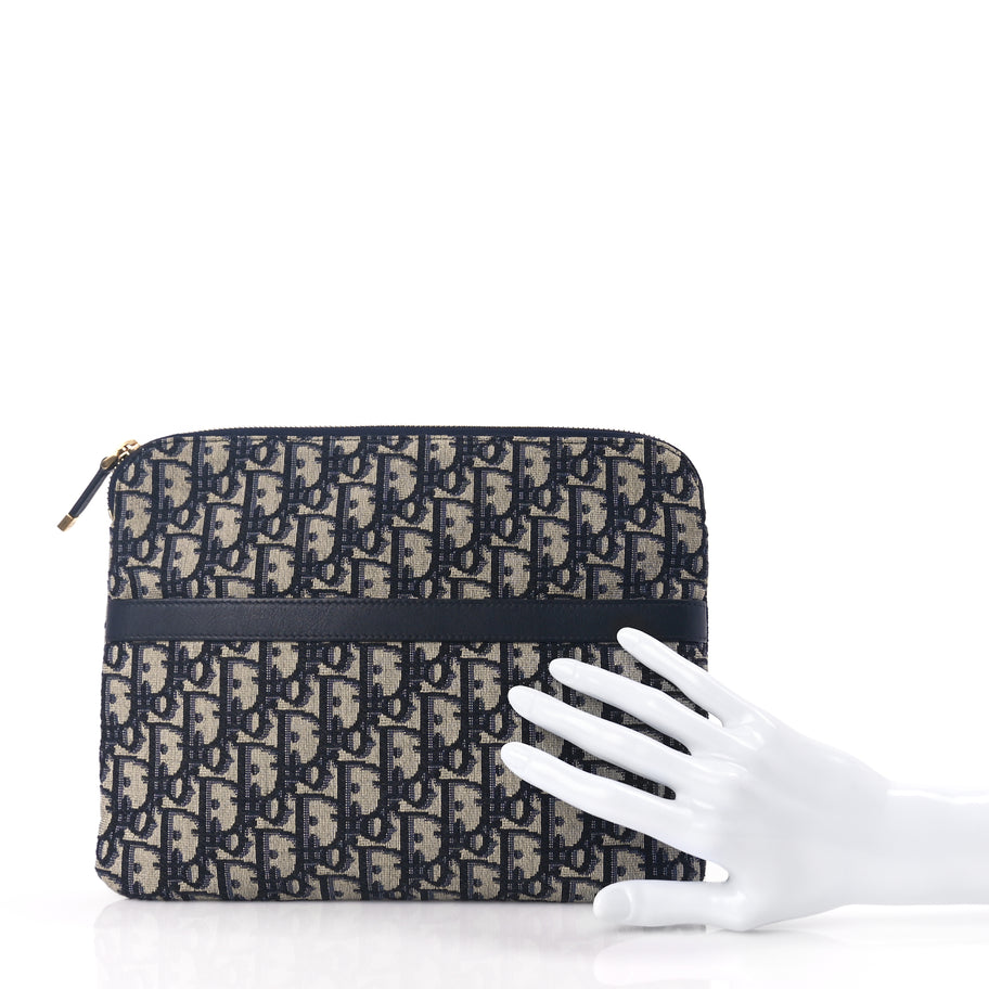 Christian Dior Oblique Travel Pouch Navy Blue Image 2