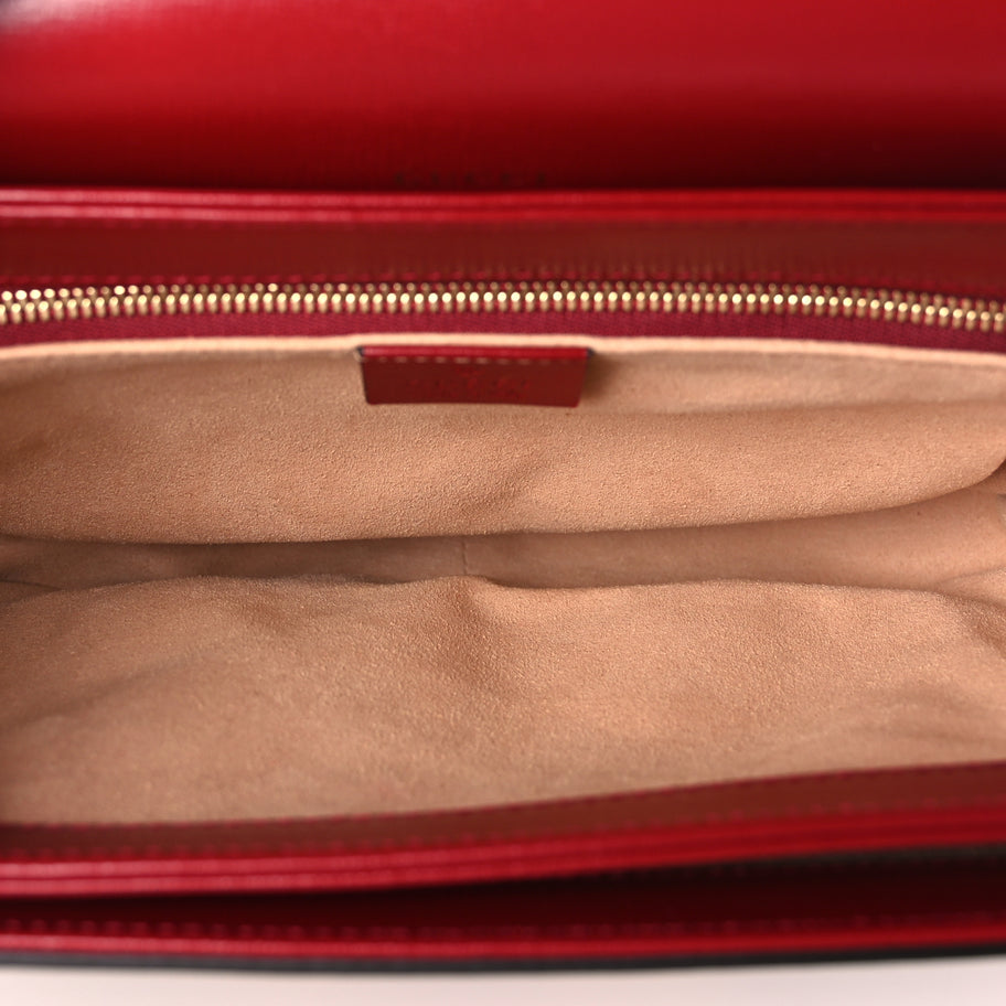 Gucci GG Supreme Monogram Azalea Calfskin Horsebit 1955 Shoulder Bag Beige Ebony New Cherry Red Image 4