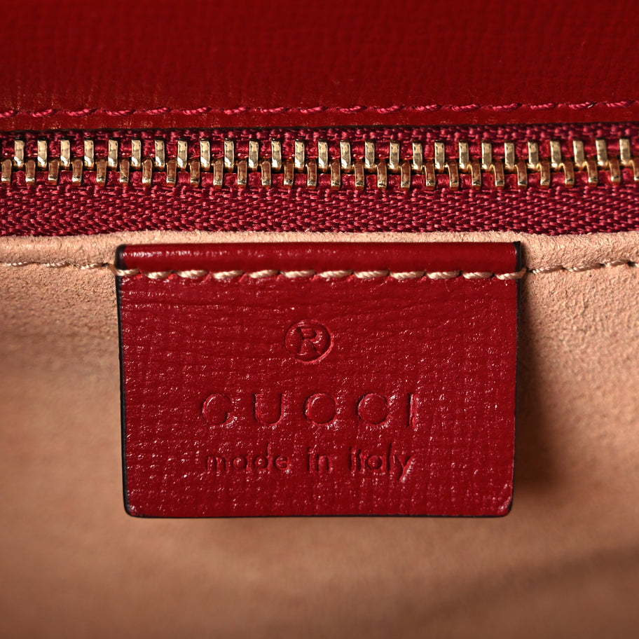 Gucci GG Supreme Monogram Azalea Calfskin Horsebit 1955 Shoulder Bag Beige Ebony New Cherry Red Image 5