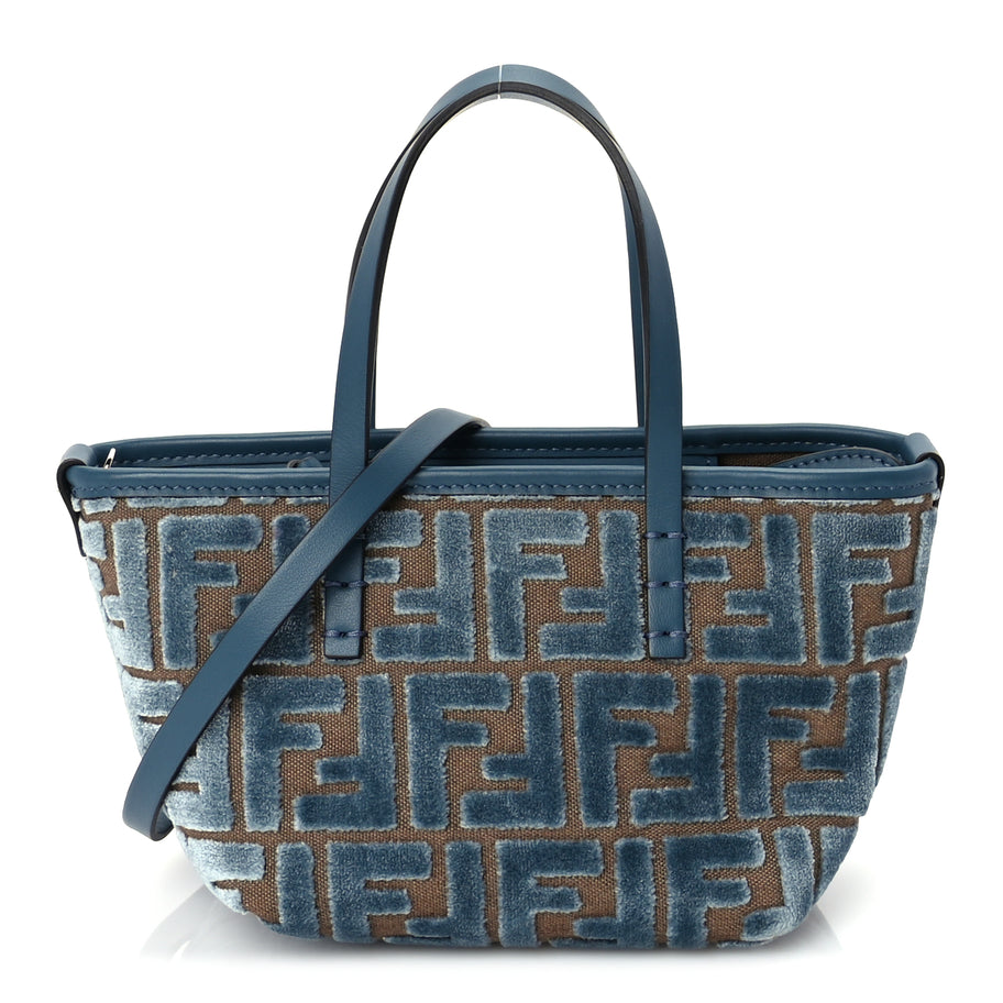 Fendi Velvet Jacquard FF Mini Roll Tote Anice Image 1
